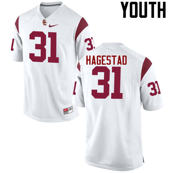 Youth #31 Richard Hagestad USC Trojans College Football Jerseys-White
